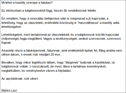 Vélemények az üzenőfalról Vélemények az üzenőfalról